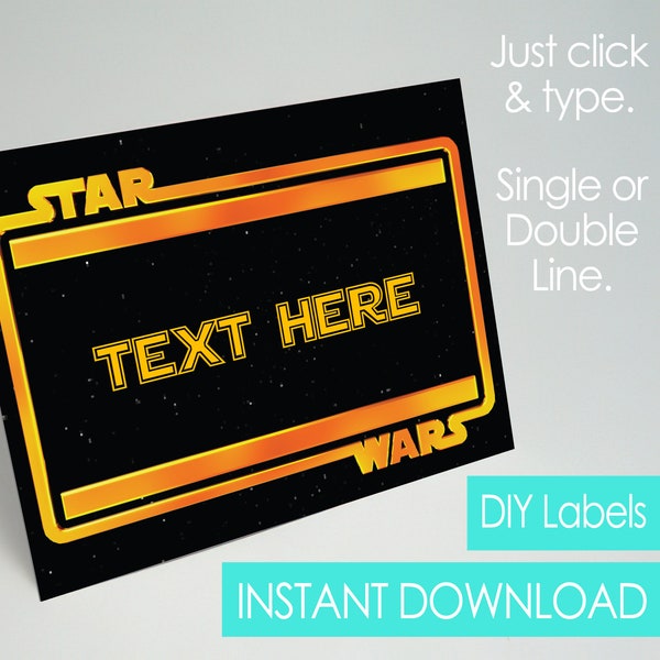 Sci-Fi Star Galactic Wars Food Label, Editable, Printable Party Food Labels, Food Tent, Food Tents, Decoration Ideas