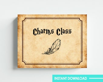 Zauberer Thema Charms Klasse Zeichen digitaler Download Letter Größe 8.5 x 11 Ledger Printable DIY Instant Download