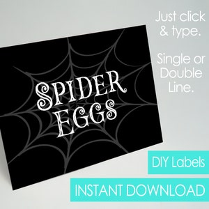 Halloween Spider Web Food Tent Gothic Editable Food Tag Labels Printable DIY Instant Download