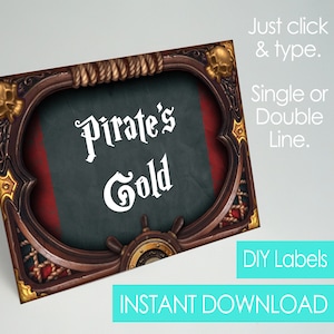 Pirate Theme Food Label Bearbeitbare One Piece Pirates Food Tent Labels Der Karibik Printable DIY Instant Download