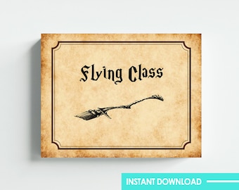 Zauberer Thema Besen Fliegen Klasse Zeichen Digitaler Download Letter Größe 8.5 x 11 Ledger Printable DIY Sofort Download
