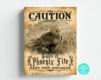 Wizard Theme Phoenix Poster Sign Party Decor Wall Art Digital Download Letter Size 8.5x11 Printable DIY Instant Download