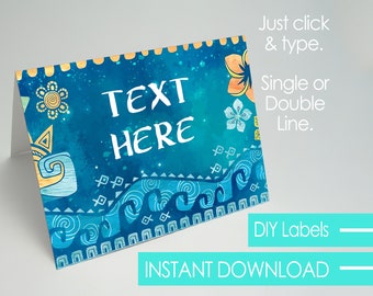 Moana Polynesian Theme Food Tent Editable Food Tag Labels Printable DIY Instant Download