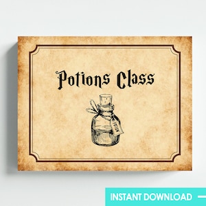 Wizard Theme Potions Class Sign Digital Download Letter Size 8.5x11 Ledger Printable DIY Instant Download