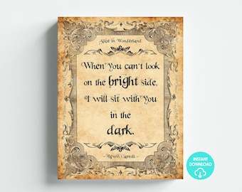Alice In Wonderland Party Printable When You Can't Quote Art Sign Poster Digital Download Letter Size 8.5x11 DIY Instant Download