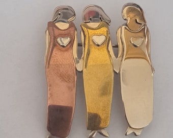 Three women Mixed Metals Pin