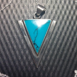 Turquoise Stone and Sterling Pendant and Chain