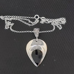 Sterling and Onyx Teardrop pendant with sterling chain