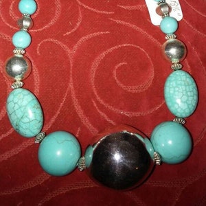 Sterling bead with turquoise howlite stone necklace
