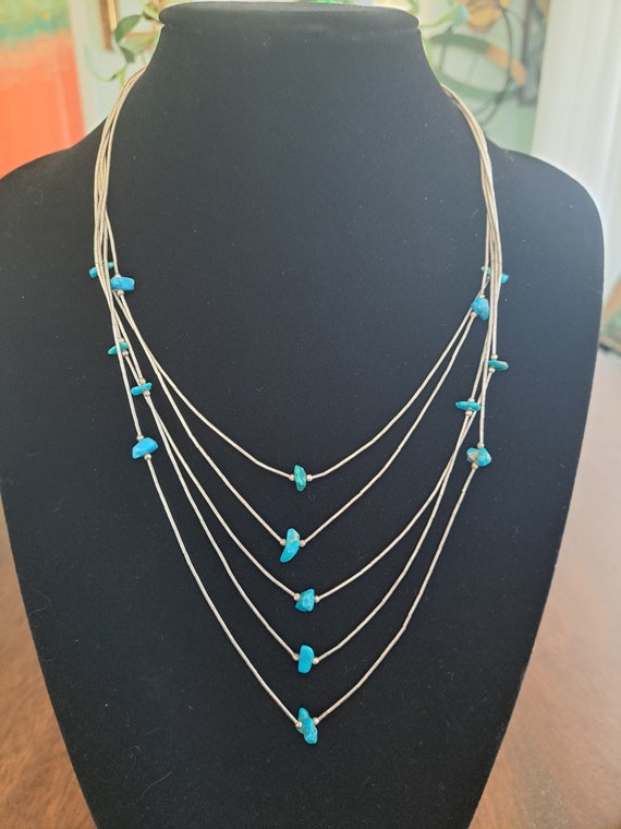 Native American Sterling Waterfall with Turquoise