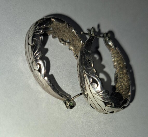Sterling Cutwork Oval Earrings - image 2