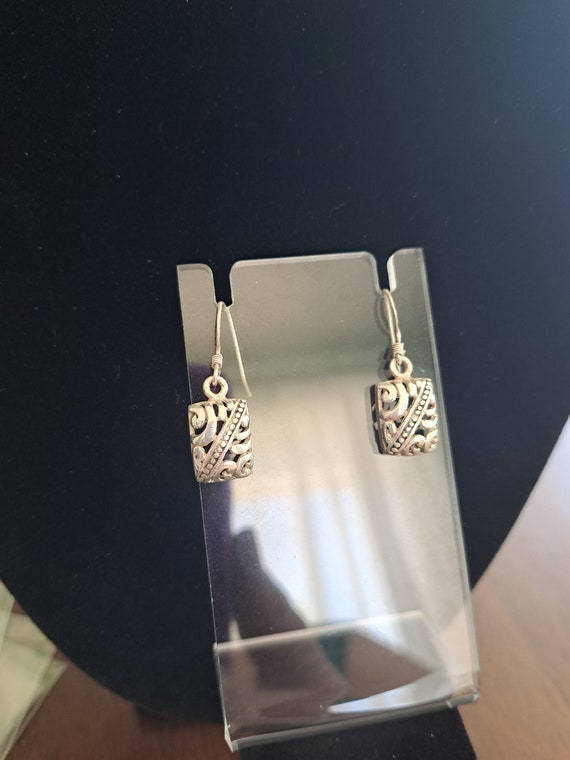 Sterling Cutwork Rectangular Earrings - image 1