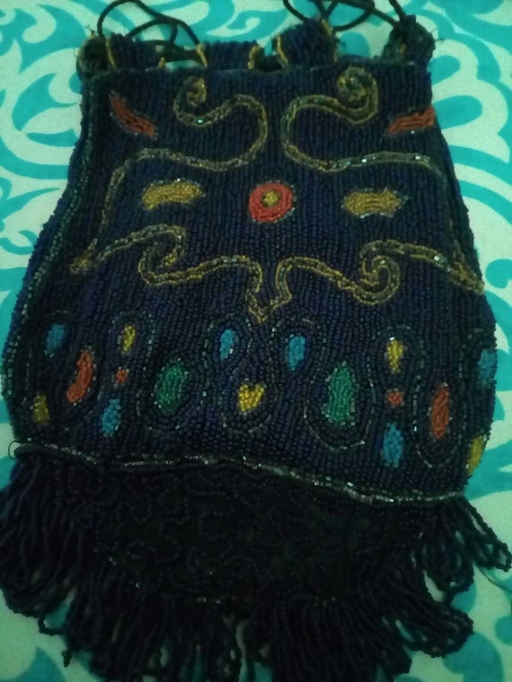 1920s beaded drawstring bag - image 1