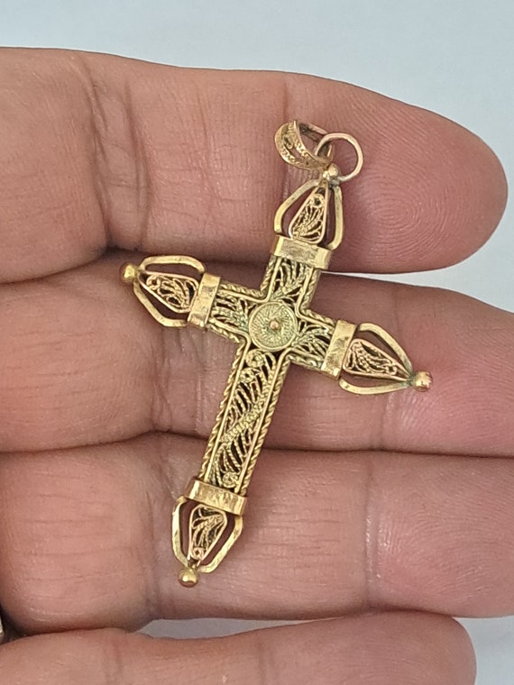 Gold filled Pendant Filigree Cross