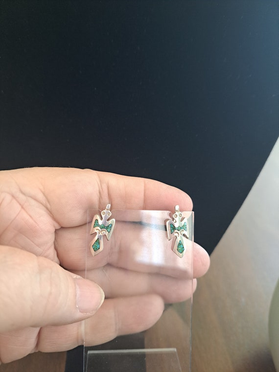 Native American Turquoise Peyote Bird Earrings in… - image 5