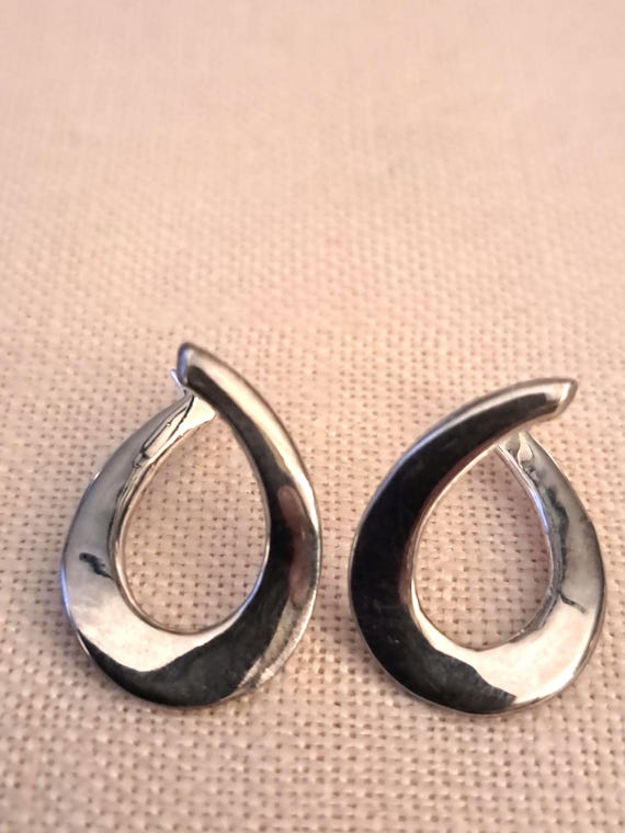 Curved Hoop Earrings, Sterling Silver