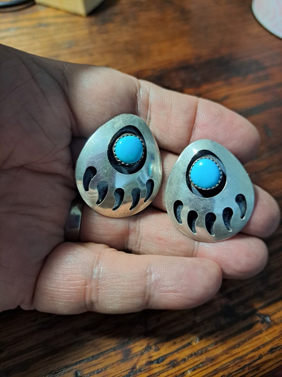 Native American Shadowbox Bear Claw Earrings, ste… - image 1