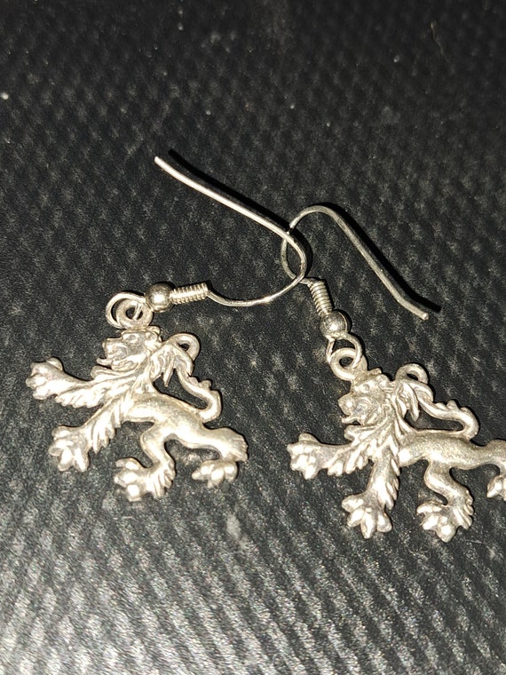 Sterling Heraldic Lion Earrings - image 1