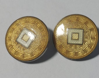 Pair of Antique Guillouche Enamel Buttons