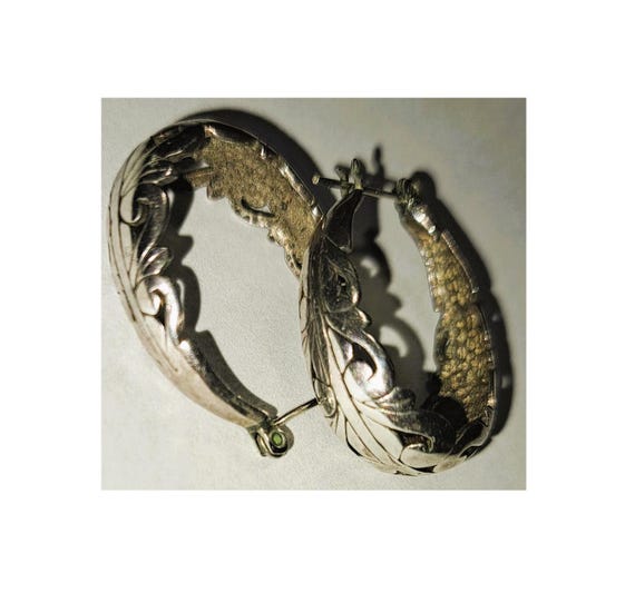 Sterling Cutwork Oval Earrings - image 1