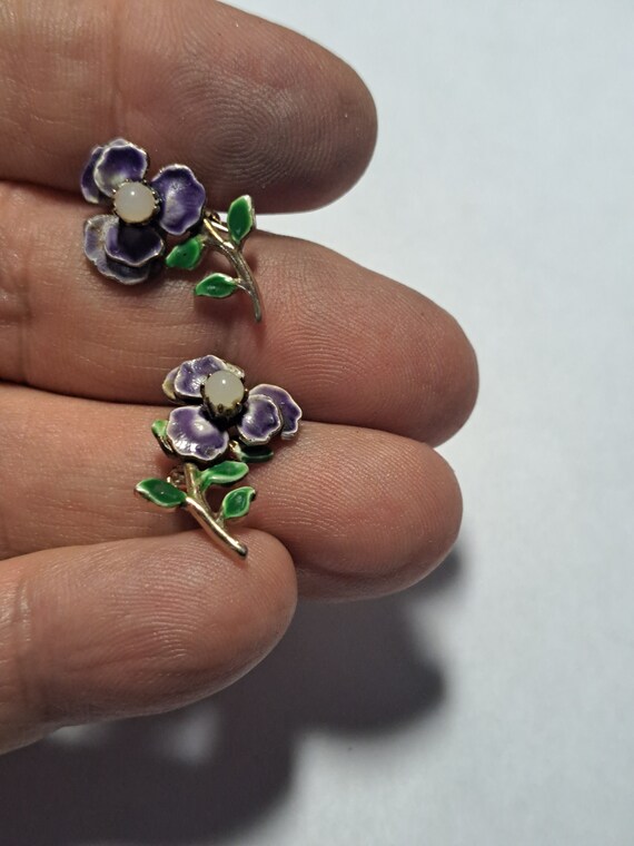 Vintage Enamel Pansy Pins - image 4