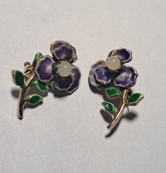 Vintage Enamel Pansy Pins - image 1