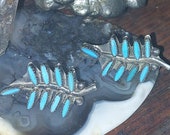Native American ZUNI Needlepoint Leaf Earring