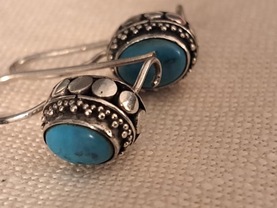 Bali Style Turquoise Earrings in Sterling