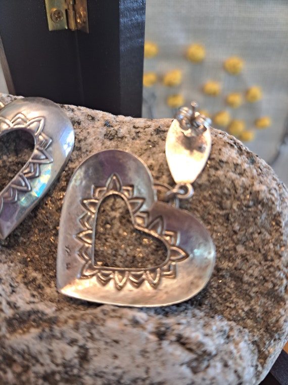 Native American Stamped Heart Earrings
