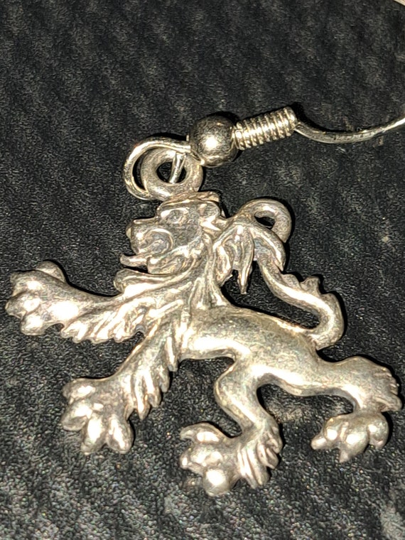 Sterling Heraldic Lion Earrings - image 2