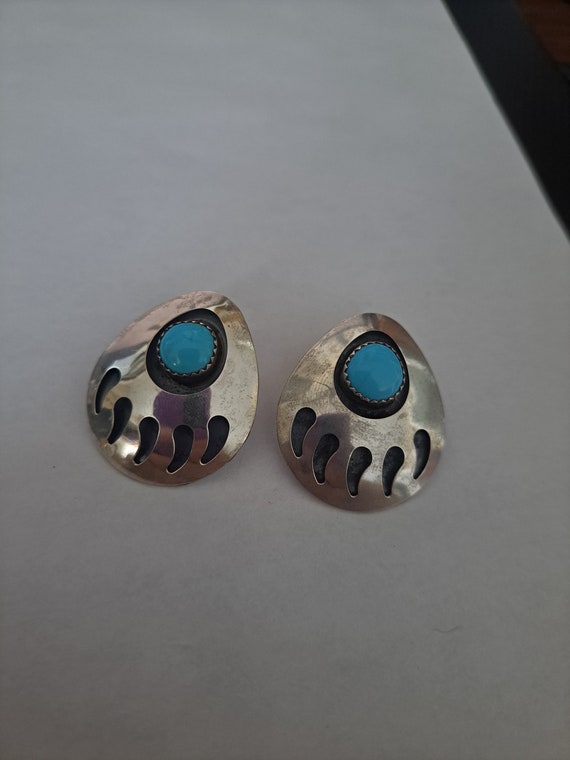 Native American Shadowbox Bear Claw Earrings, ste… - image 2