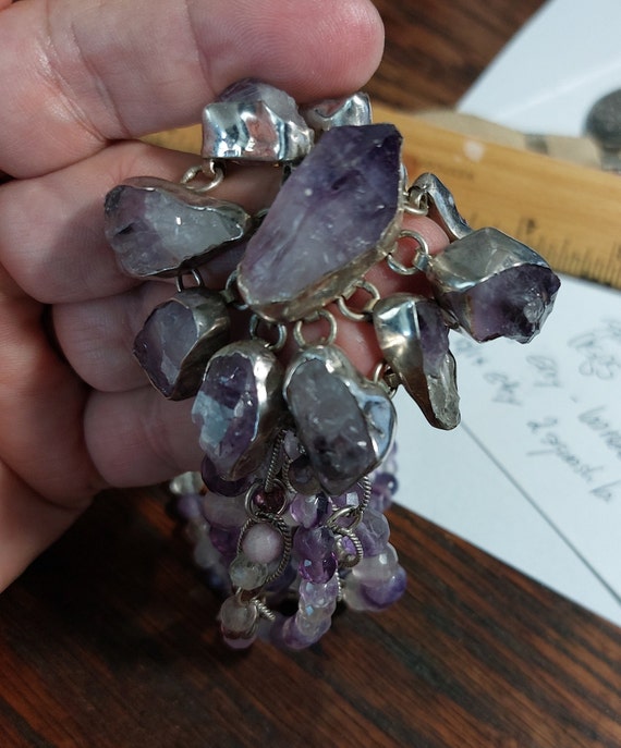 Amethyst and Sterling Articulated Bracelet - image 2