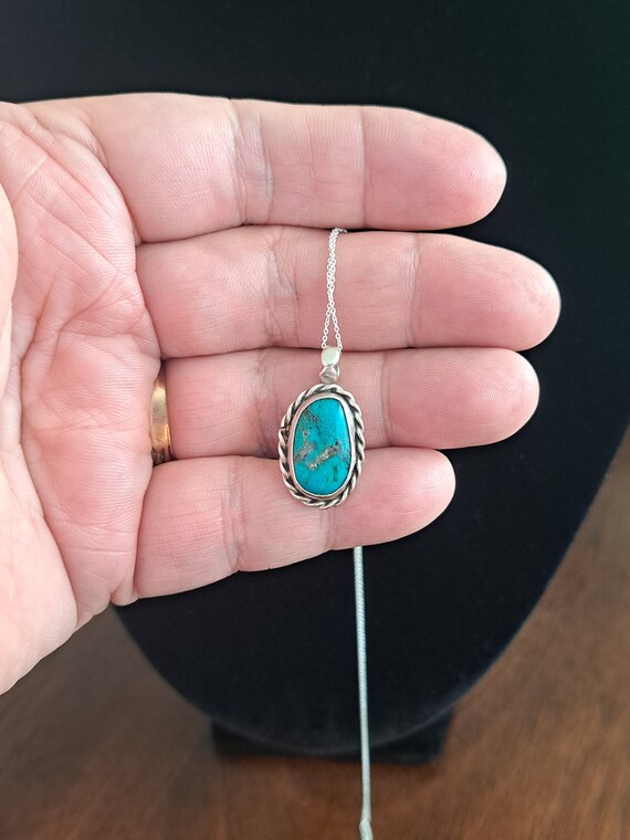 Native American Free-form Oval Turquoise Pendant - image 4