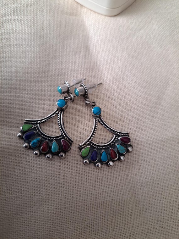 Multi-stone Chandelier Earrings from Mexico