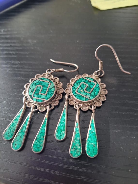 Taxco Sterling Earrings with Turquoise