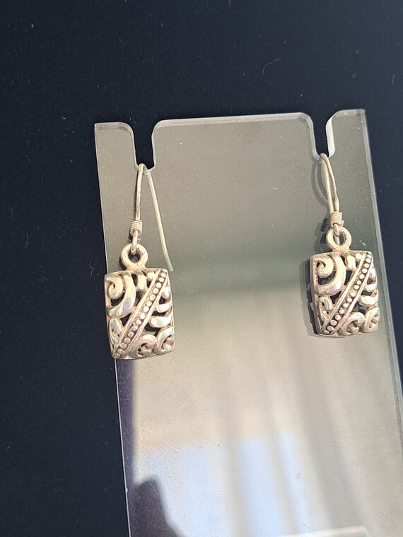 Sterling Cutwork Rectangular Earrings - image 2