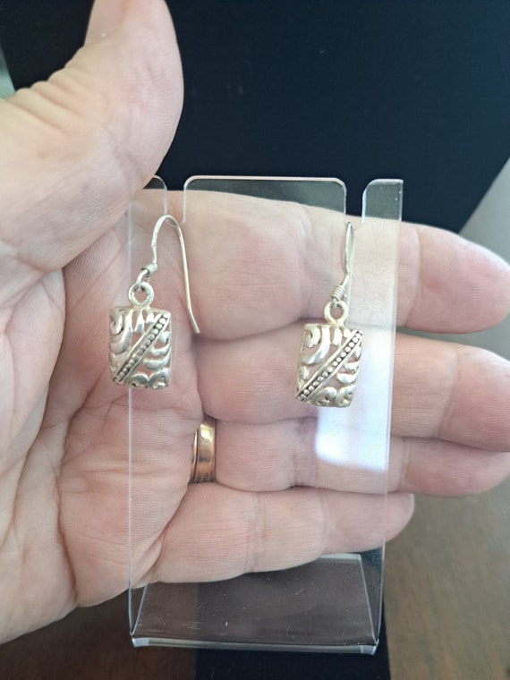 Sterling Cutwork Rectangular Earrings - image 4