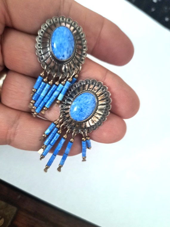 Native American Sky Blue Sodalite Earrings - image 3