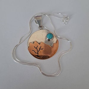 Copper and Sterling Sunset pendant