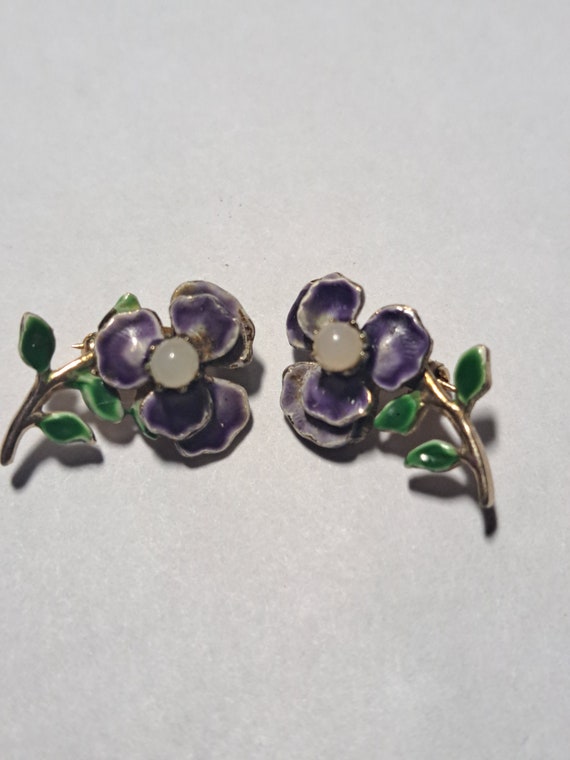 Vintage Enamel Pansy Pins - image 2