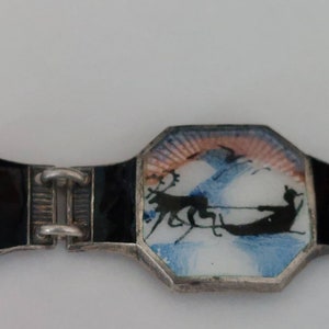 Vintage Guillocche Enamel over Sterling Bracelet