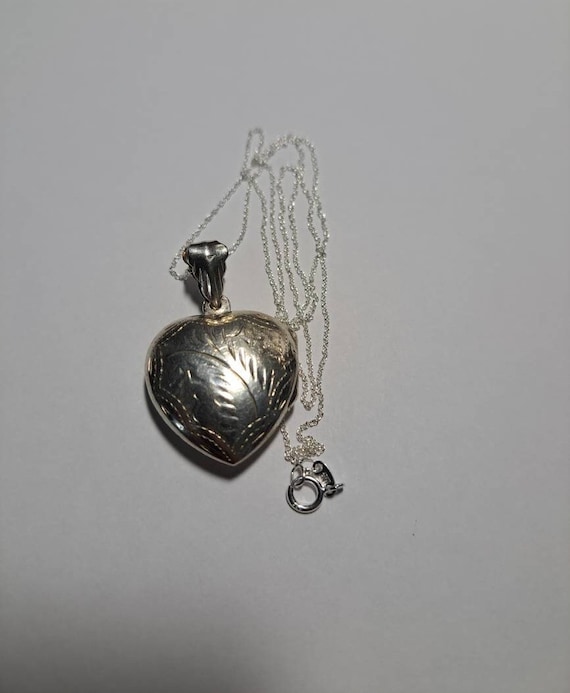 Sterling Etched Heart Locket