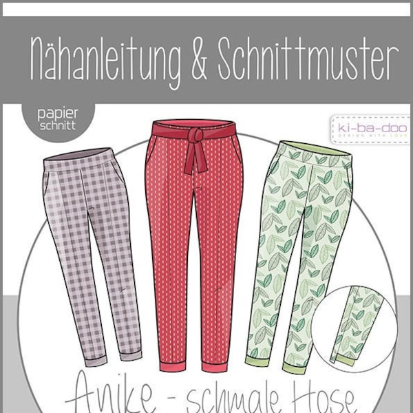 Papierschnittmuster, Schnittmuster, kibadoo, Hose mit Stufensaum Anike, Hose, Damenhose