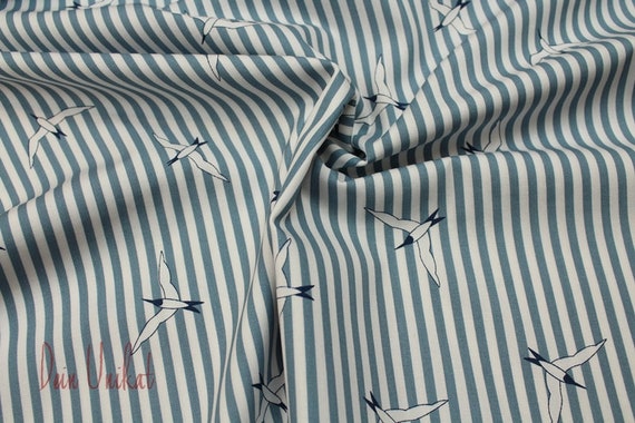 Baumwollstoff, Webstoff, Stoff, Stoffe, Streifen, Schwalben, Vögel