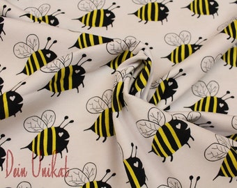 Cotton, cotton jersey, jersey, fabric, fabrics, bee, white, biene, children's stuff, children