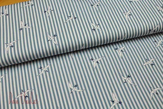 Baumwollstoff, Webstoff, Stoff, Stoffe, Streifen, Schwalben, Vögel