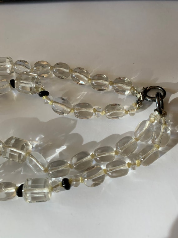 1920'a Art Deco Rock Crystal Faceted Double Stran… - image 4