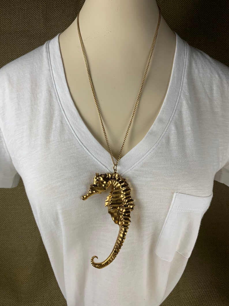 Vintage Gold Dipped Seahorse Pendant on 24 Gold Chain
