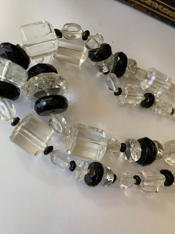 1920'a Art Deco Rock Crystal Faceted Double Stran… - image 1