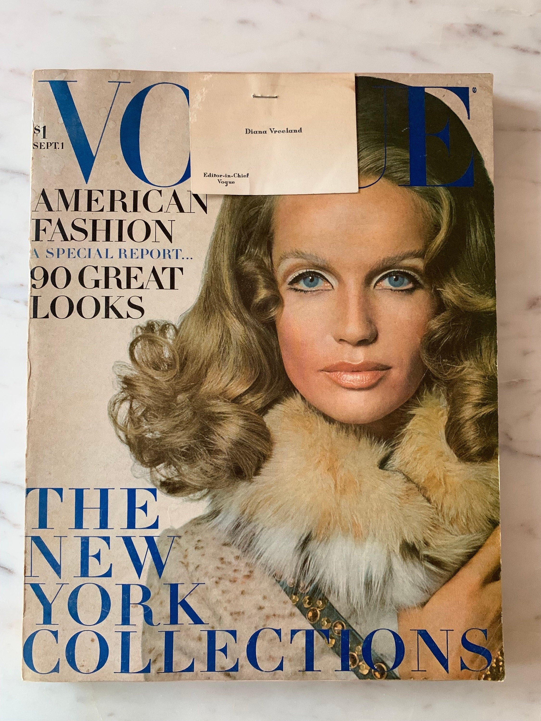 Rare 1968 Vogue Magazine, Diana Vreeland Business Card, September